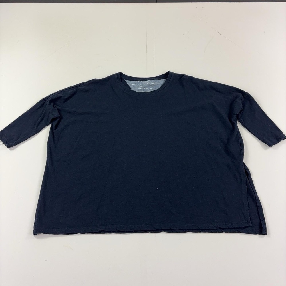 MERSEA Catalina Slub Tee One Size Navy Blue Oversized Cotton Tunic Top